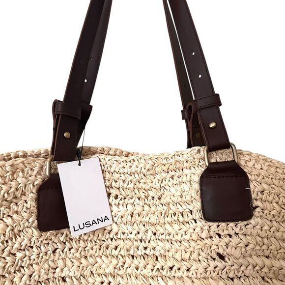 LUSANA Soleil Rattan Large Tote Bag NWT‎ - Picture 5 of 5